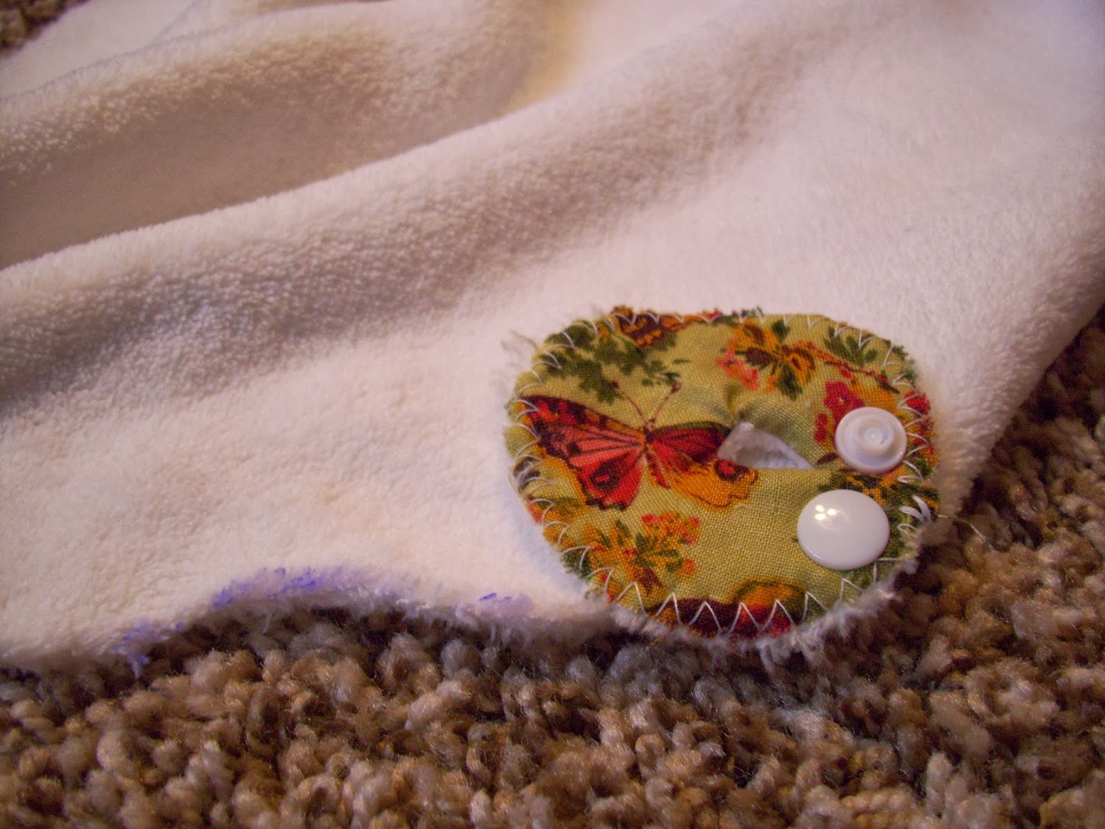 Home made Gtube button covers with super soft lining! Up In Stitches